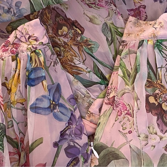 ANTHROPOLOGIE GEISHA DESIGNS PURPLE FLORAL PRINT RUFFLE TRIM MAXI SKIRT - Picture 10 of 13